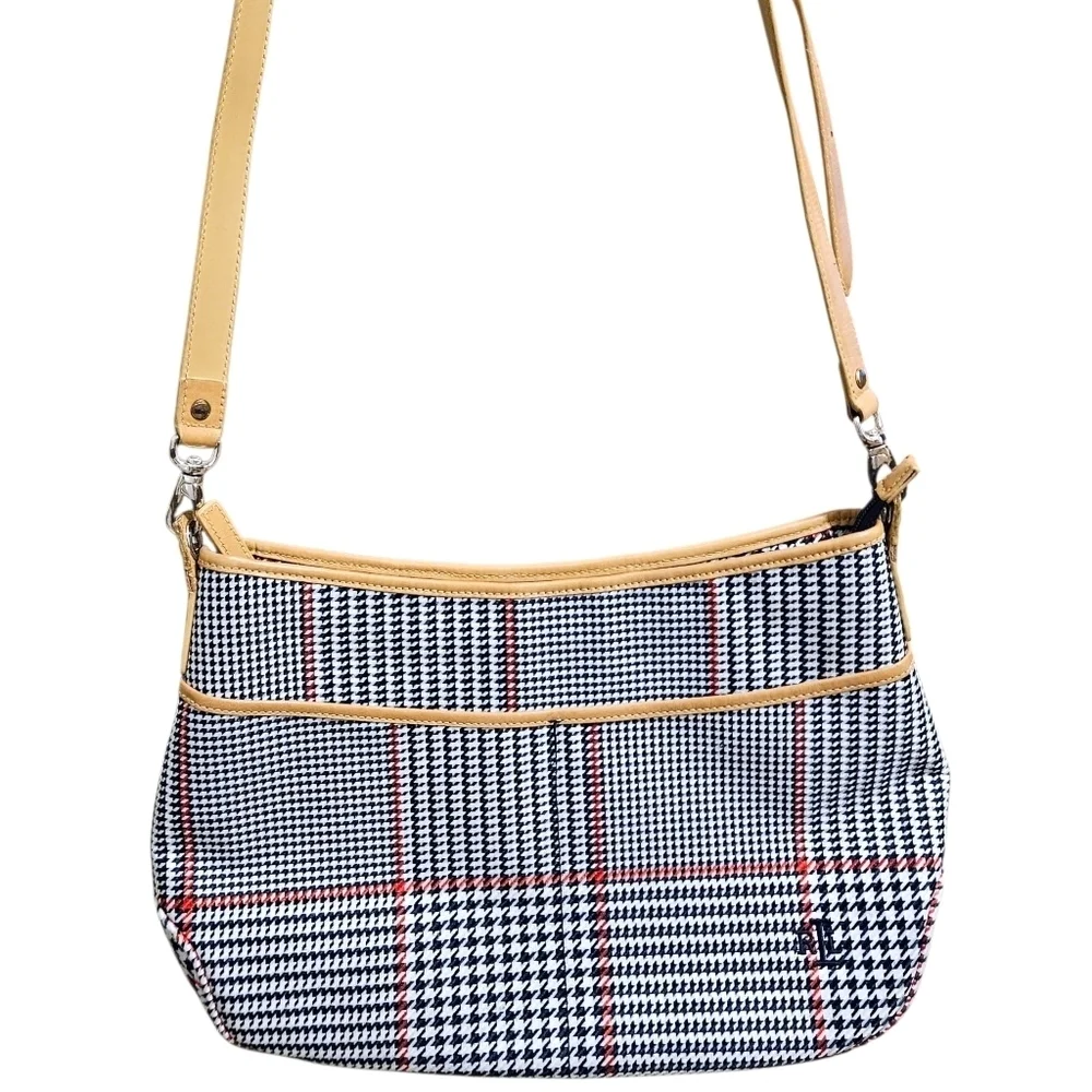Ralph Lauren Houndstooth Shoulder Bag Purse Red White Blue Americana Preppy Y2K